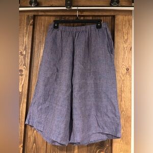 FLAX Linen Gaucho Wide Leg Pants Cropped Large